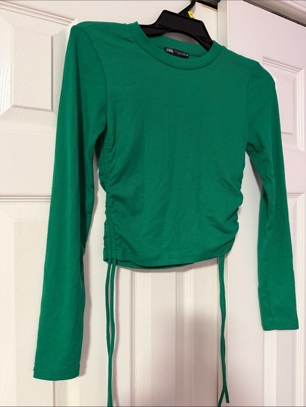 Zara Kids Emerald Green Long Sleeve Ruched Tee